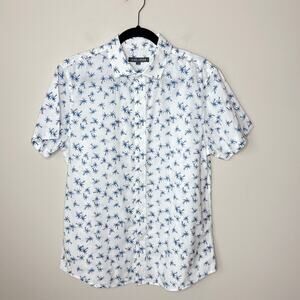 Slate & Stone Printed Poplin Shirt Palm Trees Tropical Slim Fit  Large Button Up